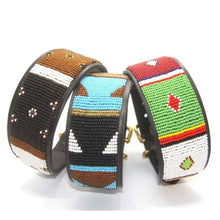 Load image into Gallery viewer, Lurcher beaded leather Dog Collars - Neck size 13"-15" (33-39cm) 2" (5cm) wide - Click to select colour Scott's of London
