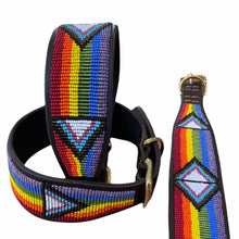 Load image into Gallery viewer, Lurcher beaded leather Dog Collars - Neck size 13"-15" (33-39cm) 2" (5cm) wide - Click to select colour Scott's of London