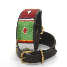 Load image into Gallery viewer, Lurcher beaded leather Dog Collars - Neck size 13"-15" (33-39cm) 2" (5cm) wide - Click to select colour Scott's of London