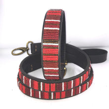 Load image into Gallery viewer, XL/Mountain breeds beaded leather Dog Collars - Neck size 21"-23" (53-59cm) 1" (3cm) wide - Click to select colour Scott's of London