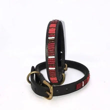 Load image into Gallery viewer, Puppy/Toy Dog beaded leather collars - Neck size 9"-11" (23-29cm) 1/2" (1.5cm) wide - Click to select colour Scott's of London