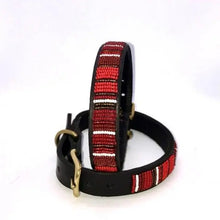 Load image into Gallery viewer, Small breed (long) beaded leather Dog Collars - Neck size 12"-14" (30-36cm) 3/4" (2cm) wide - Click to select colour Scott's of London