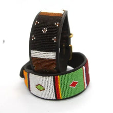 Load image into Gallery viewer, Large (Extra-wide) beaded leather Dog Collars - Neck size 18"-20" (46-51cm) 2" (5cm) extra-wide - Click to select colour Scott's of London