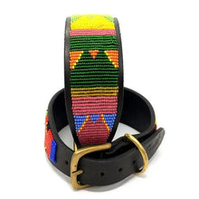 Load image into Gallery viewer, Large (Extra-wide) beaded leather Dog Collars - Neck size 18"-20" (46-51cm) 2" (5cm) extra-wide - Click to select colour Scott's of London