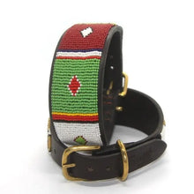 Load image into Gallery viewer, Large (Extra-wide) beaded leather Dog Collars - Neck size 18"-20" (46-51cm) 2" (5cm) extra-wide - Click to select colour Scott's of London