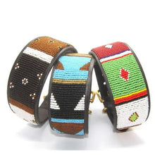 Load image into Gallery viewer, Large (Extra-wide) beaded leather Dog Collars - Neck size 18"-20" (46-51cm) 2" (5cm) extra-wide - Click to select colour Scott's of London