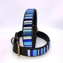 Load image into Gallery viewer, Medium breed (wide) beaded leather Dog Collars - Neck size 15"-17" (38-44cm)  1" (3cm) wide - Click to select colour Scott's of London