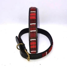 Load image into Gallery viewer, Large breed beaded leather Dog Collars - Neck size 18"-20" (46-51cm) 3/4" (2cm) wide - Click to select colour Scott's of London