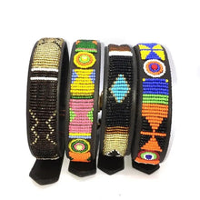 Load image into Gallery viewer, Medium breed (wide) beaded leather Dog Collars - Neck size 15"-17" (38-44cm)  1" (3cm) wide - Click to select colour Scott's of London