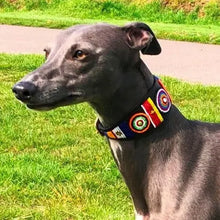 Load image into Gallery viewer, Whippet beaded leather Dog Collars - Neck size 11"-13" (28-34cm) 2" (5cm) wide - Click to select colour Scott's of London