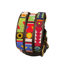 Load image into Gallery viewer, Medium breed (wide) beaded leather Dog Collars - Neck size 15"-17" (38-44cm)  1" (3cm) wide - Click to select colour Scott's of London