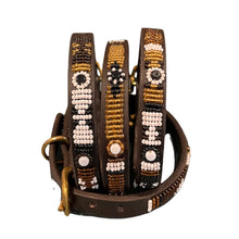 Load image into Gallery viewer, Puppy/Toy Dog beaded leather collars - Neck size 9"-11" (23-29cm) 1/2" (1.5cm) wide - Click to select colour Scott's of London