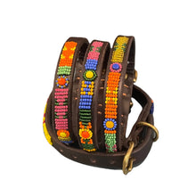 Load image into Gallery viewer, Puppy/Toy Dog beaded leather collars - Neck size 9"-11" (23-29cm) 1/2" (1.5cm) wide - Click to select colour Scott's of London