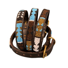 Load image into Gallery viewer, Puppy/Toy Dog beaded leather collars - Neck size 9"-11" (23-29cm) 1/2" (1.5cm) wide - Click to select colour Scott's of London