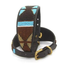 Load image into Gallery viewer, Whippet beaded leather Dog Collars - Neck size 11"-13" (28-34cm) 2" (5cm) wide - Click to select colour Scott's of London