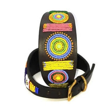 Load image into Gallery viewer, Whippet beaded leather Dog Collars - Neck size 11"-13" (28-34cm) 2" (5cm) wide - Click to select colour Scott's of London