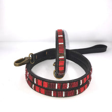 Load image into Gallery viewer, Puppy/Toy Dog beaded leather collars - Neck size 9"-11" (23-29cm) 1/2" (1.5cm) wide - Click to select colour Scott's of London