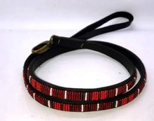 Load image into Gallery viewer, Toy &amp; Small beaded leather Dog Leads - 1/2" (1.5cm) wide - 44" (112cm) long - Click to select colour (price inclusive of VAT)