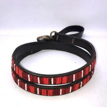 Load image into Gallery viewer, Medium &amp; Large breed beaded leather Dog Leads - 3/4" (2cm) wide - 44" (112cm) Long - Click to select colour (price inclusive of VAT)