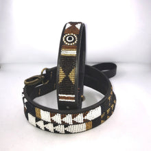 Load image into Gallery viewer, Medium breed (wide) beaded leather Dog Collars - Neck size 15"-17" (38-44cm)  1" (3cm) wide - Click to select colour Scott's of London
