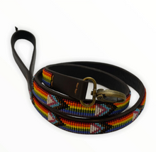 Load image into Gallery viewer, Medium &amp; Large breed beaded leather Dog Leads - 3/4" (2cm) wide - 44" (112cm) Long - Click to select colour (price inclusive of VAT)