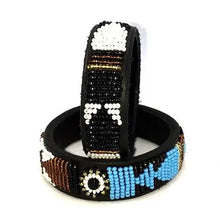 Load image into Gallery viewer, Beaded leather wrist bands Scott's of London