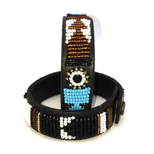 Load image into Gallery viewer, Beaded leather wrist bands Scott's of London