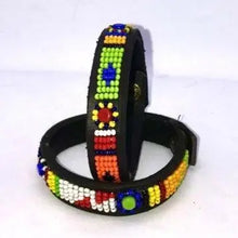 Load image into Gallery viewer, Beaded leather wrist bands Scott's of London