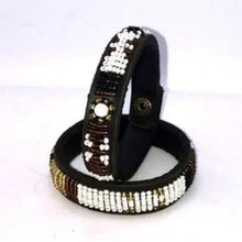 Load image into Gallery viewer, Beaded leather wrist bands Scott's of London