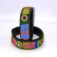 Load image into Gallery viewer, Beaded leather wrist bands Scott's of London