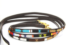 Load image into Gallery viewer, Toy &amp; Small beaded leather Dog Leads - 1/2&quot; (1.5cm) wide - 44&quot; (112cm) long - Click to select colour