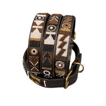 Load image into Gallery viewer, Medium breed (wide) beaded leather Dog Collars - Neck size 15&quot;-17&quot; (38-44cm)  1&quot; (3cm) wide - Click to select colour