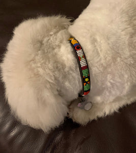 Puppy/Toy Dog beaded leather collars - Neck size 9"-11" (23-29cm) 1/2" (1.5cm) wide - Click to select colour