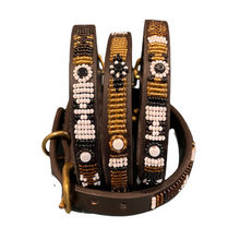 Load image into Gallery viewer, Small breed beaded leather Dog Collars - Neck size 11&quot;-13&quot; (28-34cm) 1/2&quot; (1.5cm) wide - Click to select colour