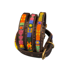 Load image into Gallery viewer, Puppy/Toy Dog beaded leather collars - Neck size 9&quot;-11&quot; (23-29cm) 1/2&quot; (1.5cm) wide - Click to select colour