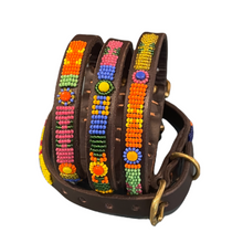 Load image into Gallery viewer, Small breed beaded leather Dog Collars - Neck size 11&quot;-13&quot; (28-34cm) 1/2&quot; (1.5cm) wide - Click to select colour