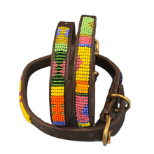 Load image into Gallery viewer, Small breed beaded leather Dog Collars - Neck size 11&quot;-13&quot; (28-34cm) 1/2&quot; (1.5cm) wide - Click to select colour