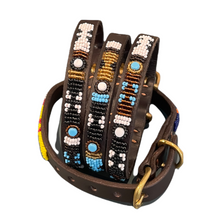 Load image into Gallery viewer, Small breed beaded leather Dog Collars - Neck size 11&quot;-13&quot; (28-34cm) 1/2&quot; (1.5cm) wide - Click to select colour