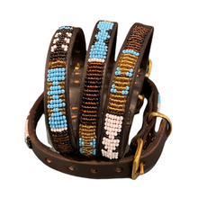 Load image into Gallery viewer, Small breed beaded leather Dog Collars - Neck size 11&quot;-13&quot; (28-34cm) 1/2&quot; (1.5cm) wide - Click to select colour